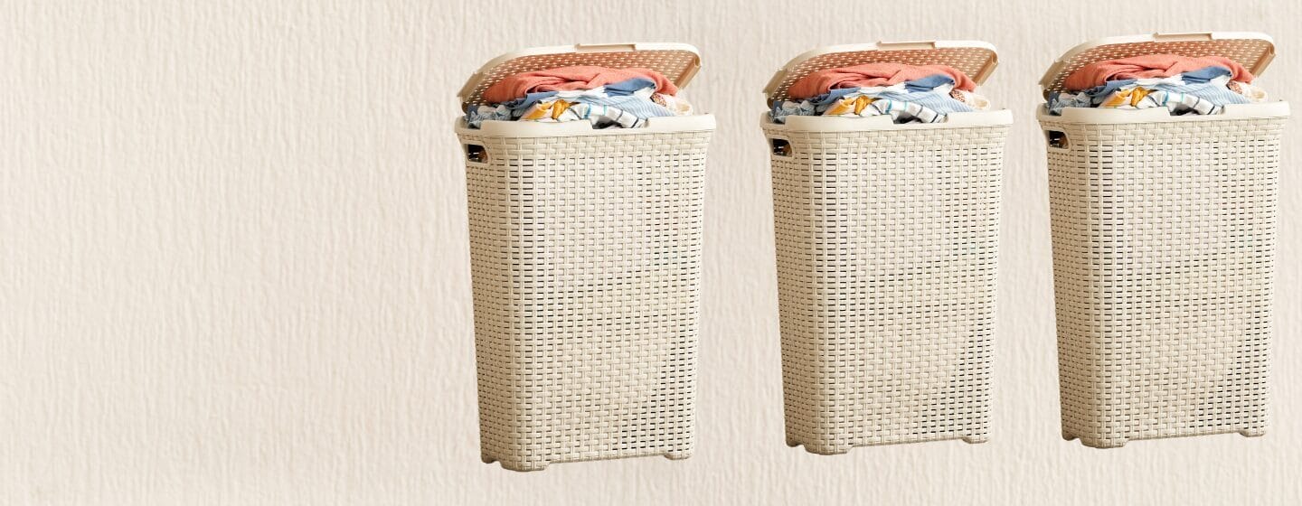 Wash-n-fold service: laundry baskets overflowing